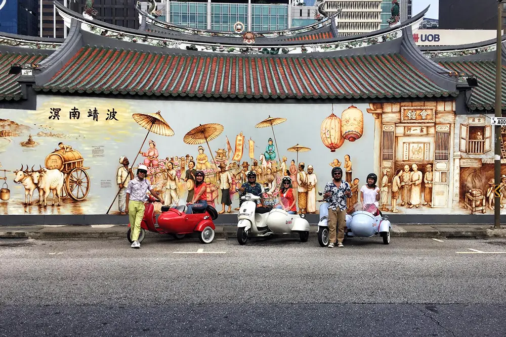 Vintage Vespa Sidecar Night Ride